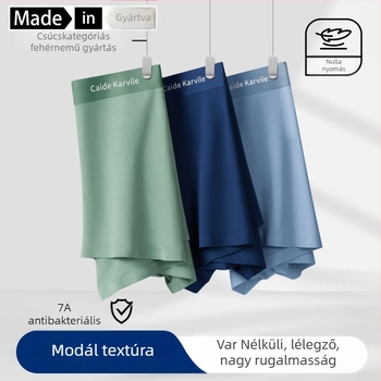 Férfi MODAL anyagú, varrat nélküli boxeralsó, antibakteriális, lélegző, puha, plusz méret