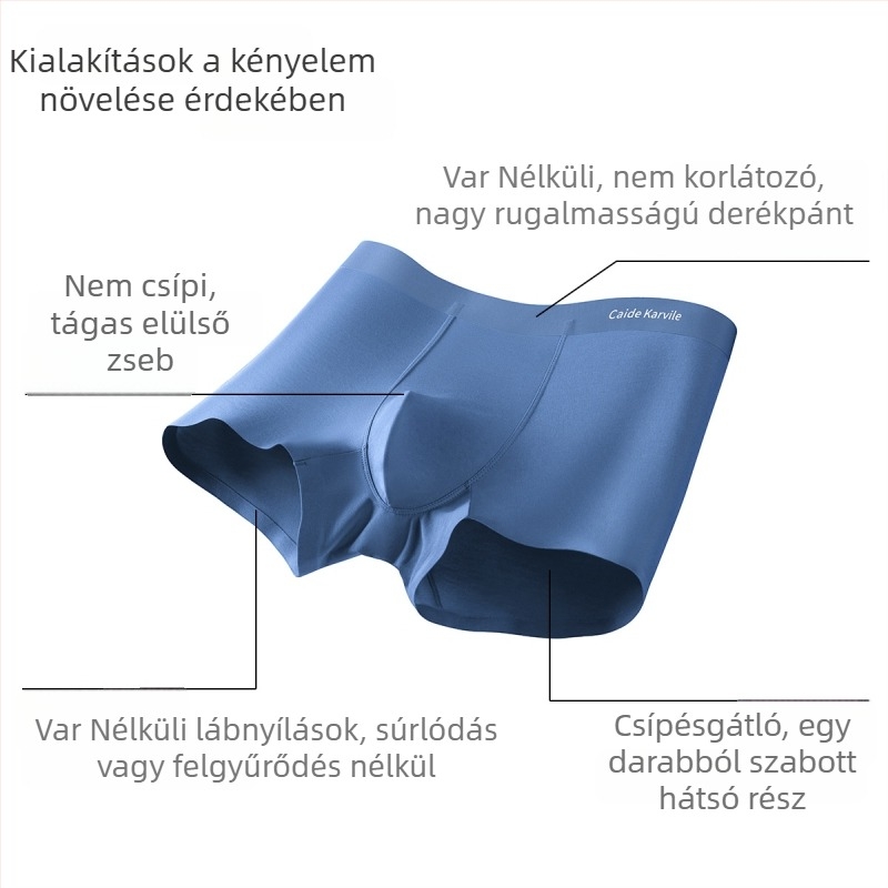 Férfi MODAL anyagú, varrat nélküli boxeralsó, antibakteriális, lélegző, puha, plusz méret