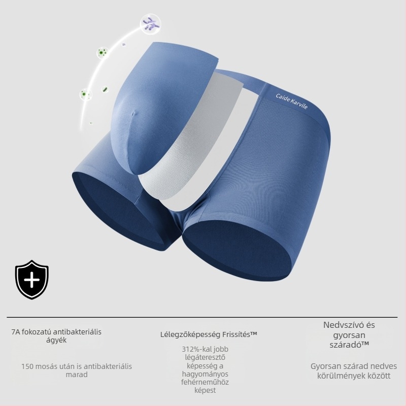 Férfi MODAL anyagú, varrat nélküli boxeralsó, antibakteriális, lélegző, puha, plusz méret