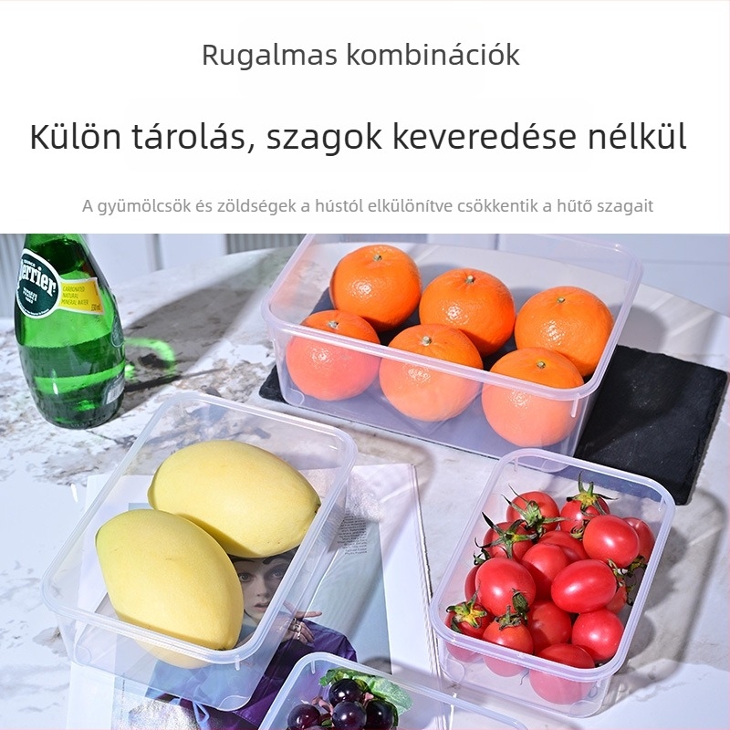 Élelmiszer-minőségű konyhai és hűtőszekrény tároló doboz gyümölcsökhöz, mikrohullámú sütő kompatibilis