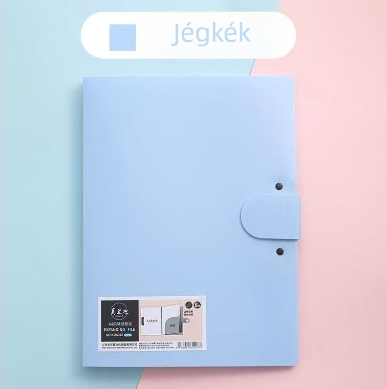 A3-as műanyag színes akordeon mappa, többfunkciós dokumentum- és vizsgafájl, diákok számára