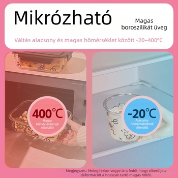 Mikrohullámú sütőben használható üveg ebédes doboz irodai használatra, hordozható zárható tároló