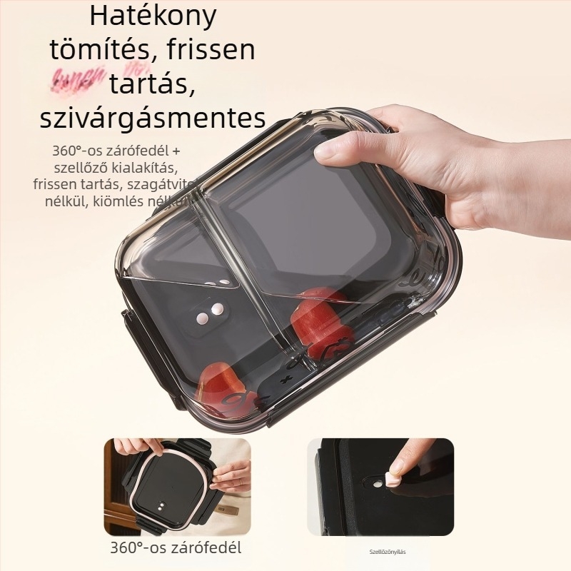 Mikrohullámú sütőben használható üveg ebédes doboz irodai használatra, hordozható zárható tároló