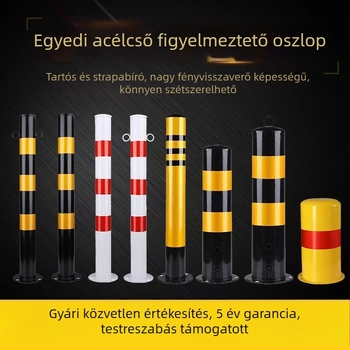 Acélcsőből készült figyelmeztető oszlop, ütközésvédelmi oszlop flang alapú talppal, útmenti bejáratokhoz és parkolókhoz