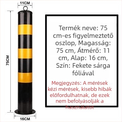 Acélcsőből készült figyelmeztető oszlop, ütközésvédelmi oszlop flang alapú talppal, útmenti bejáratokhoz és parkolókhoz