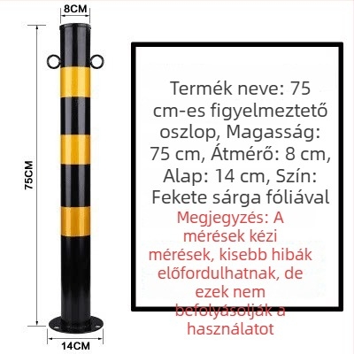 Acélcsőből készült figyelmeztető oszlop, ütközésvédelmi oszlop flang alapú talppal, útmenti bejáratokhoz és parkolókhoz