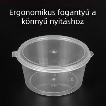 Egyszer használatos kör alakú szósz-doboz fedővel, kis ízesítő pohár, chiliolaj és mártogatós szószokhoz, passiógyümölcs íz, szállításra alkalmas csomagolás, vastag falú