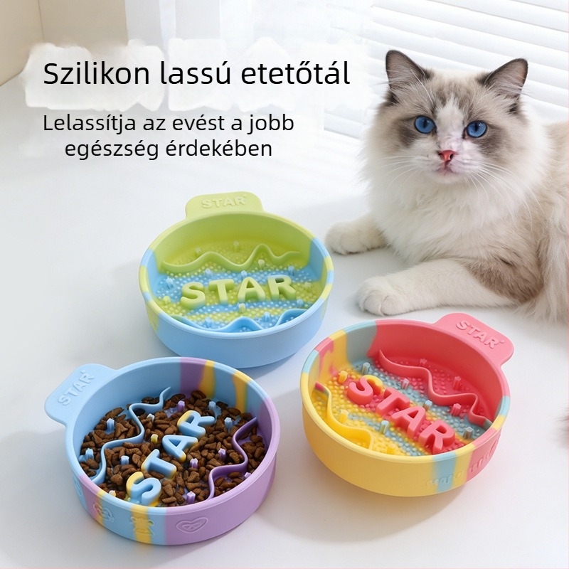 Kutyák számára készült szilikon lassú etető tál – nagy, közepes és kicsi méretek; megelőzi a fulladást és a kiborulást; élelmiszer-minőségű szilikon