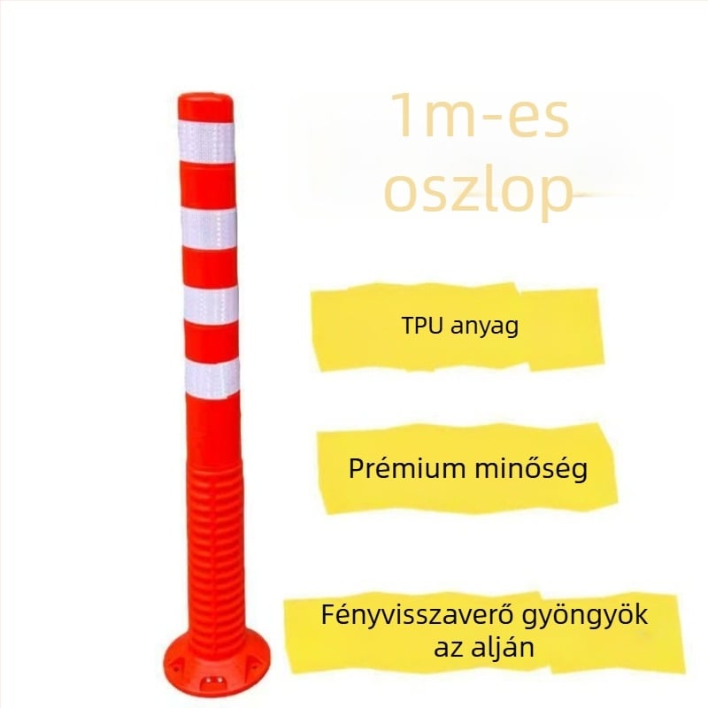 75 cm műanyag figyelmeztető oszlop PU rugalmas maggal és TPU reflexiós felülettel, ütközésálló útjelző oszlop, 90–100 cm magas