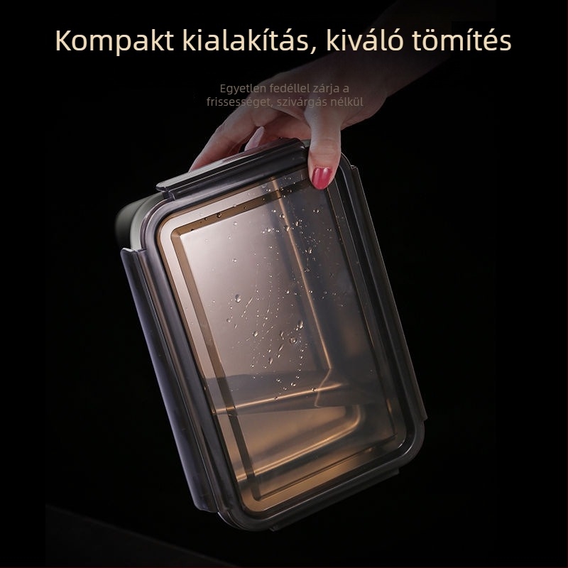 316 rozsdamentes acél ételhordó, téglalap alakú, frissességmegőrző tároló 1–4 L