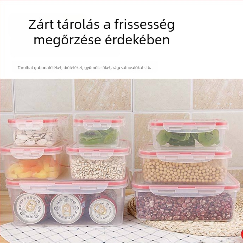 Élelmiszer-minőségű mikrohullámú ételtároló doboz, műanyag frissesség-megtartó tartó, nedvességálló, átlátszó gyümölcstároló doboz, 800–1000 ml