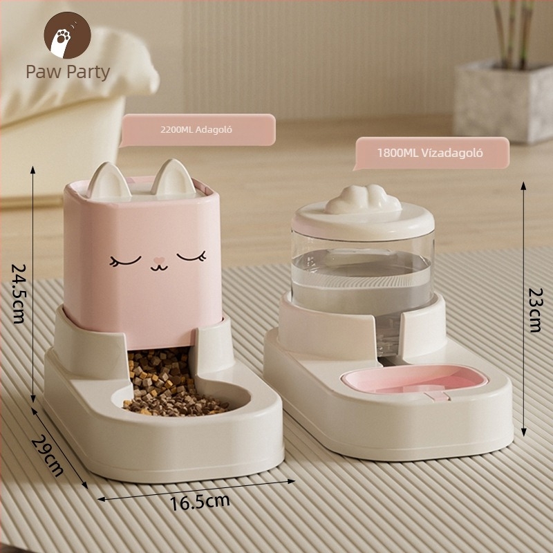 PAWSARTI Automatikus etető macskáknak és kutyáknak, étel- és vízadagolóval