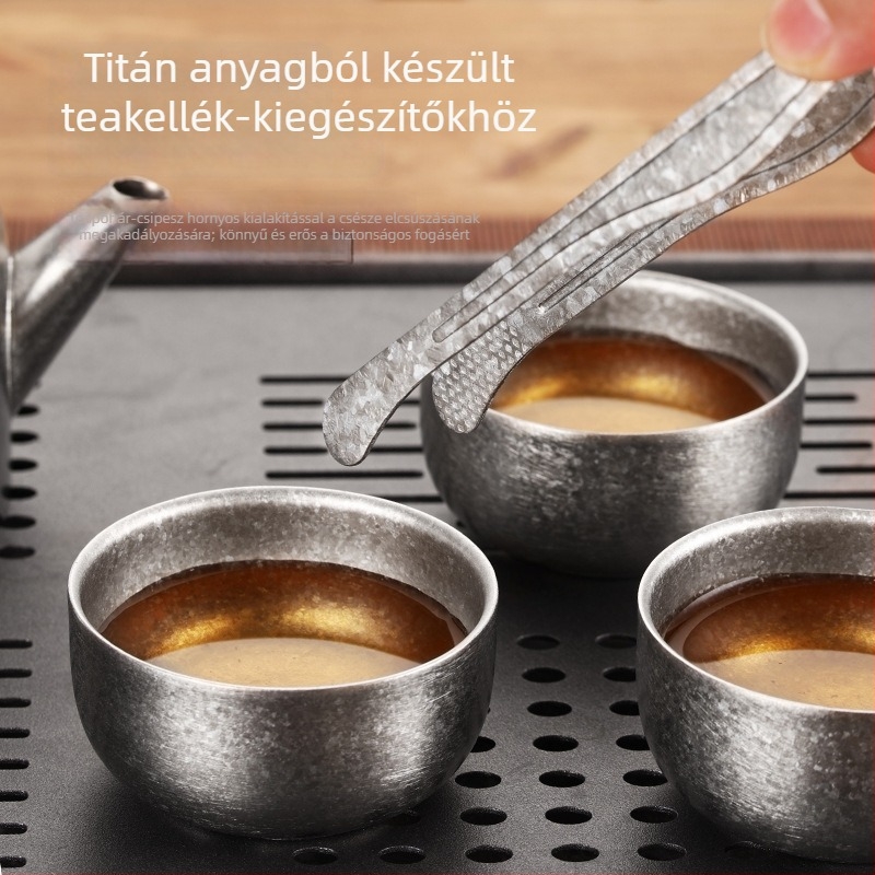 Tiszta titán teakelip Kung-Fu tea ceremóniához, vastagabb teáscsésze klip, titánból készült tea-kiegészítők, jégvirág kristályosított csipesszel, csúszásmentes klip
