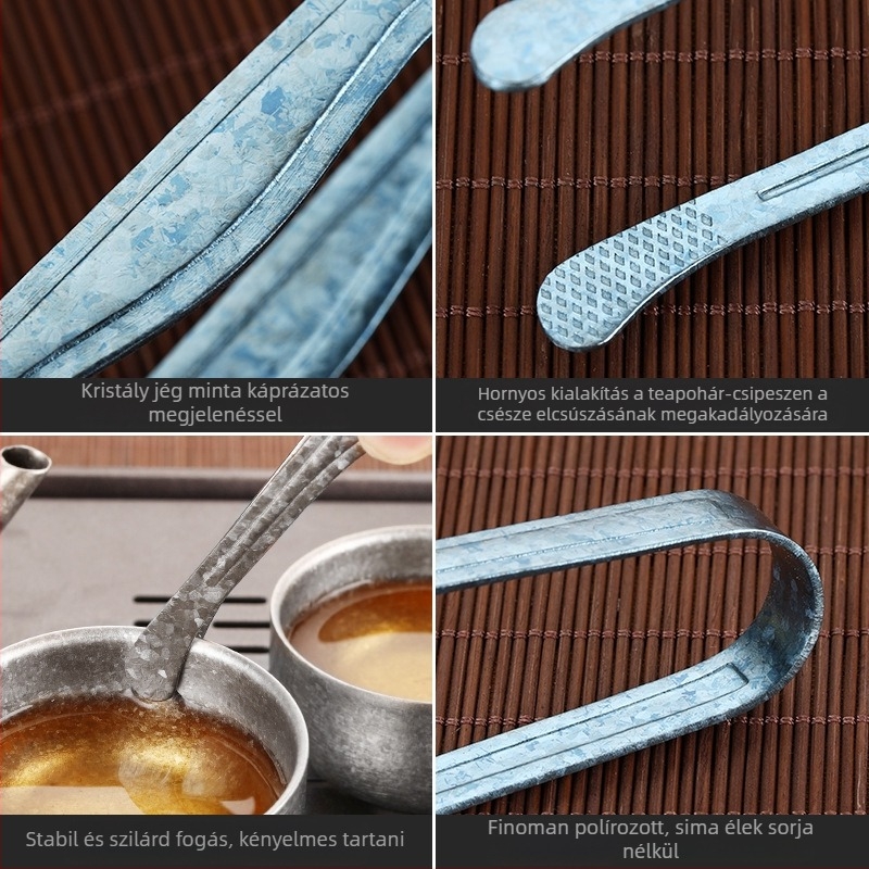 Tiszta titán teakelip Kung-Fu tea ceremóniához, vastagabb teáscsésze klip, titánból készült tea-kiegészítők, jégvirág kristályosított csipesszel, csúszásmentes klip
