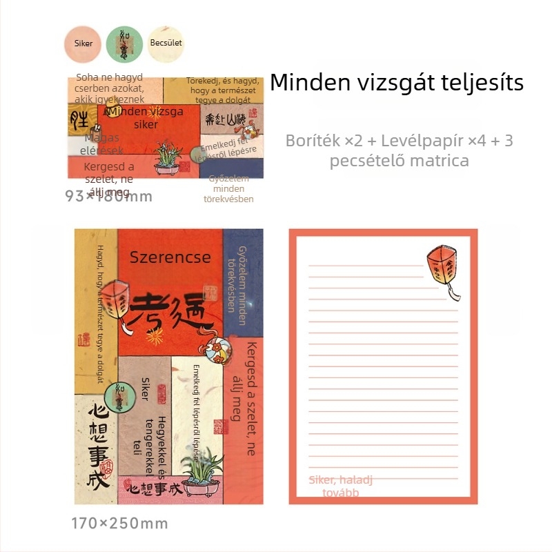 Meowshu Gaokao boríték és levélpapír készlet inspiráló üzenetekkel a sikerhez és a ballagáshoz