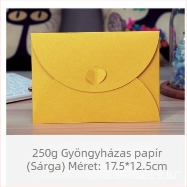 Koreai retro boríték szívcsattal, gyöngyház papírból készült boríték, kreatív szívcsat dekoráció, romantikus minimalist logó
