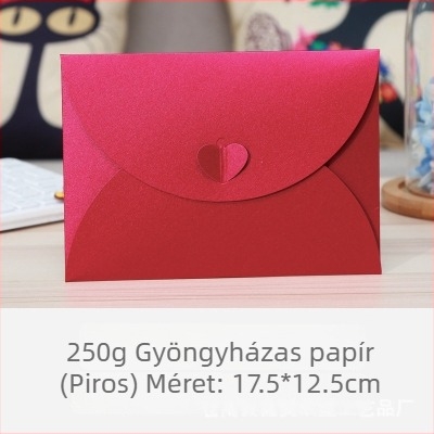 Koreai retro boríték szívcsattal, gyöngyház papírból készült boríték, kreatív szívcsat dekoráció, romantikus minimalist logó