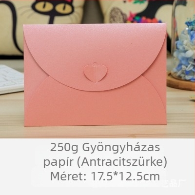 Koreai retro boríték szívcsattal, gyöngyház papírból készült boríték, kreatív szívcsat dekoráció, romantikus minimalist logó