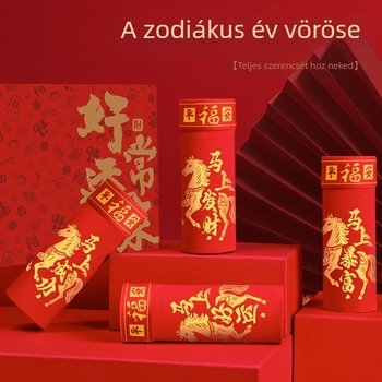 Férfi pamut boxeralsó, piros, lélegző és kényelmes, A ló éve