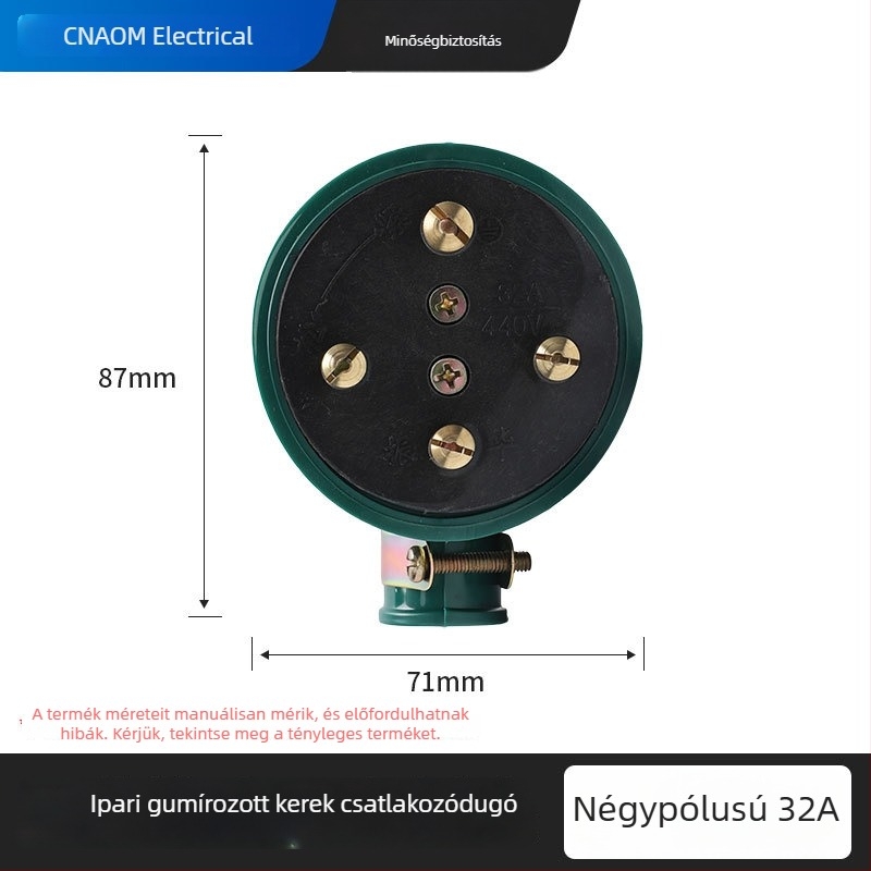 Ipari gumírozott dugaszoló és aljzat, vízálló és ütésálló, háromfázisú négyvezetékes körcsatlakozó, 16A/25A/32A/60A, 440V