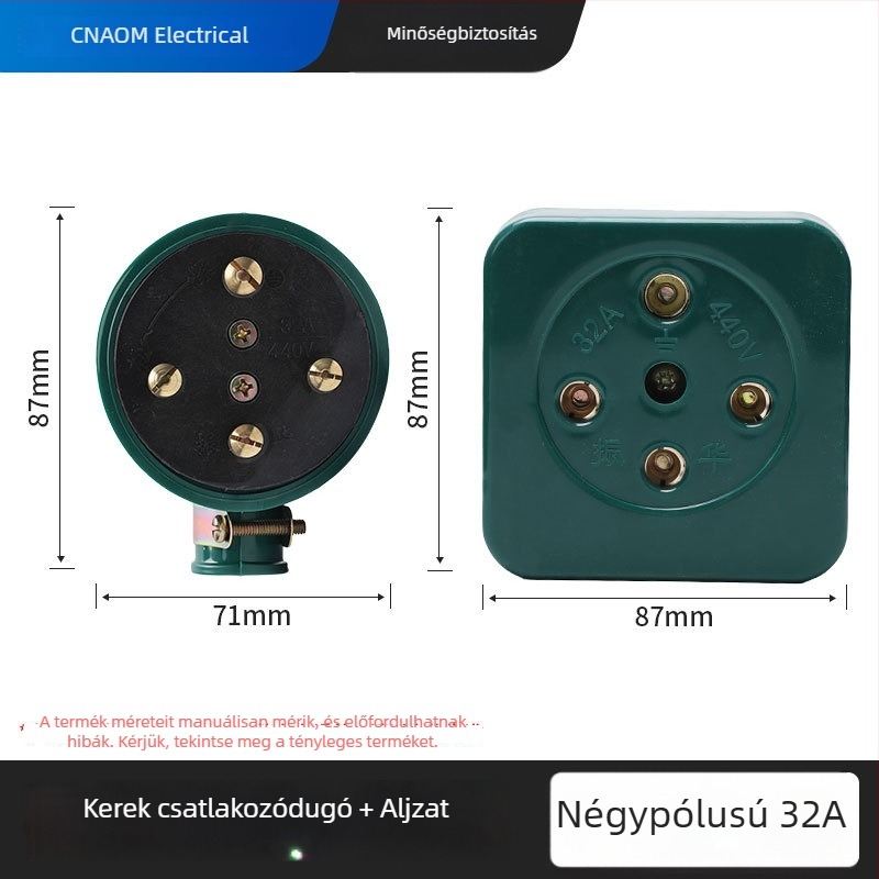 Ipari gumírozott dugaszoló és aljzat, vízálló és ütésálló, háromfázisú négyvezetékes körcsatlakozó, 16A/25A/32A/60A, 440V