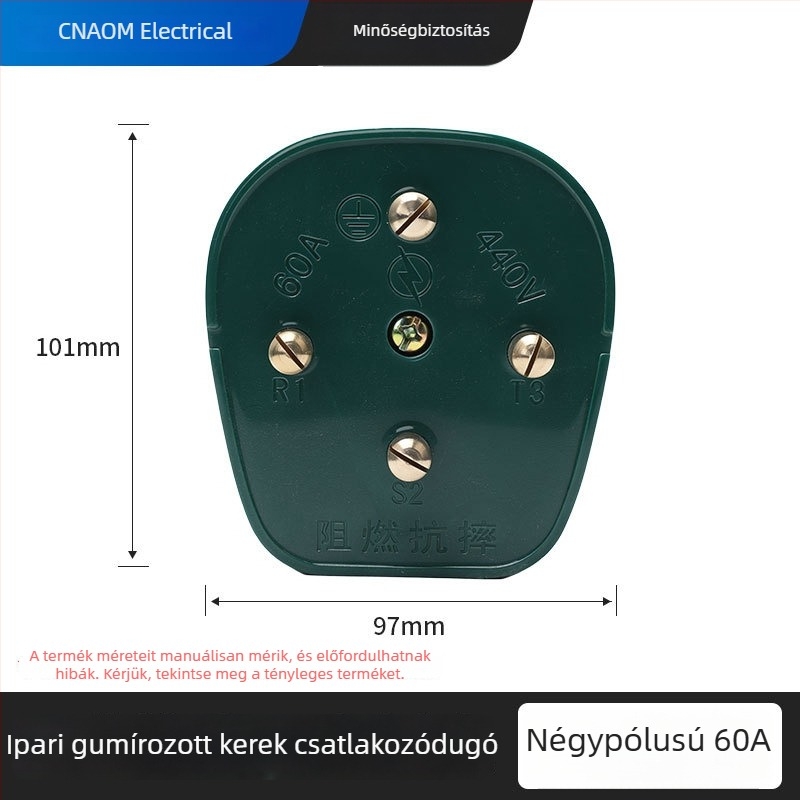 Ipari gumírozott dugaszoló és aljzat, vízálló és ütésálló, háromfázisú négyvezetékes körcsatlakozó, 16A/25A/32A/60A, 440V