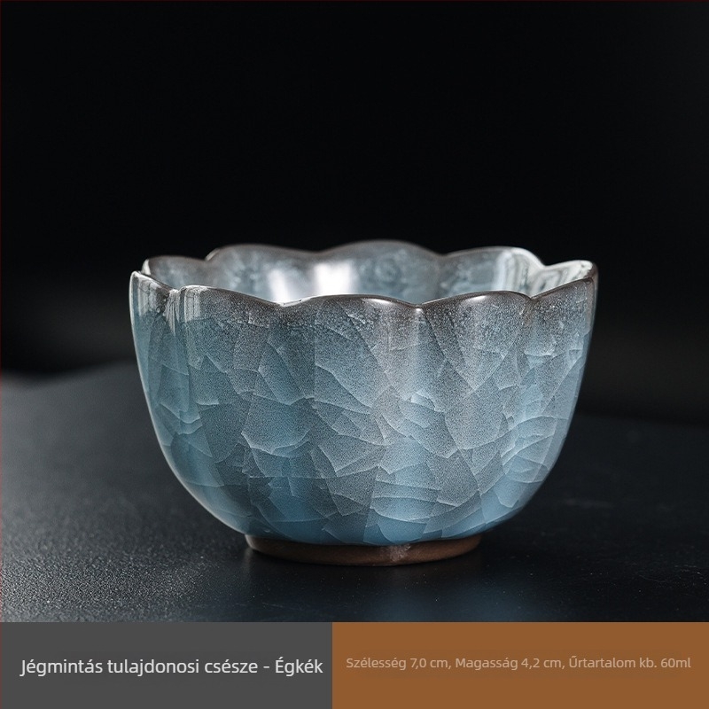 Porcelán Gongfu teás pohár, kerámia teás kellék, személyes használatra, otthoni használatra Ice Flower