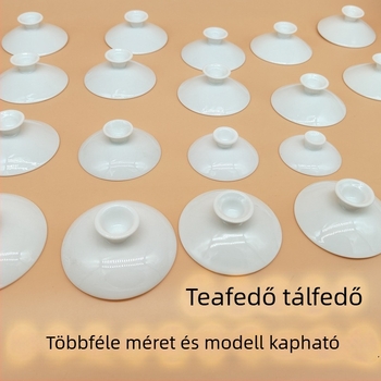 Fehér porcelán Kung Fu teázsset nagy fedeles tálca – kerámia háromrészes teás tál otthoni használatra