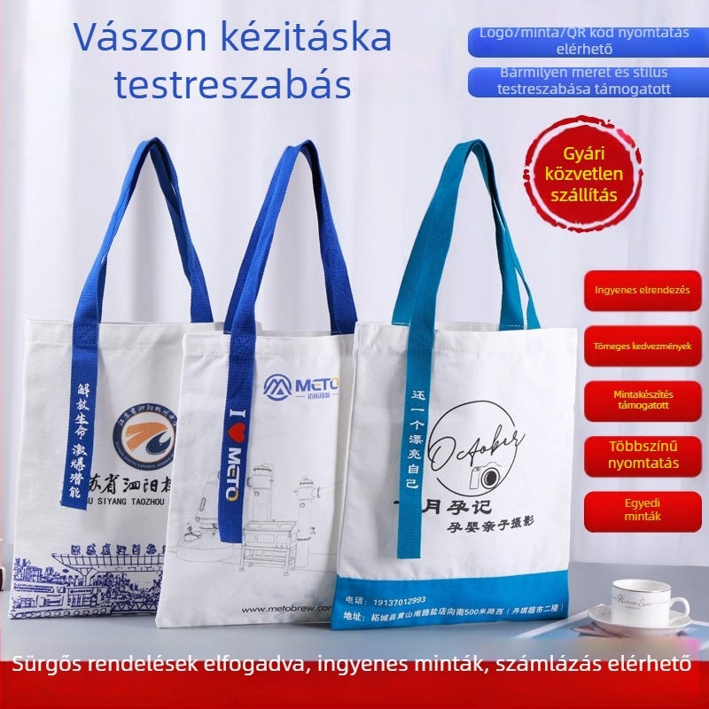 Személyre szabható vászontáska logónyomtatással – környezetbarát bevásárló táska