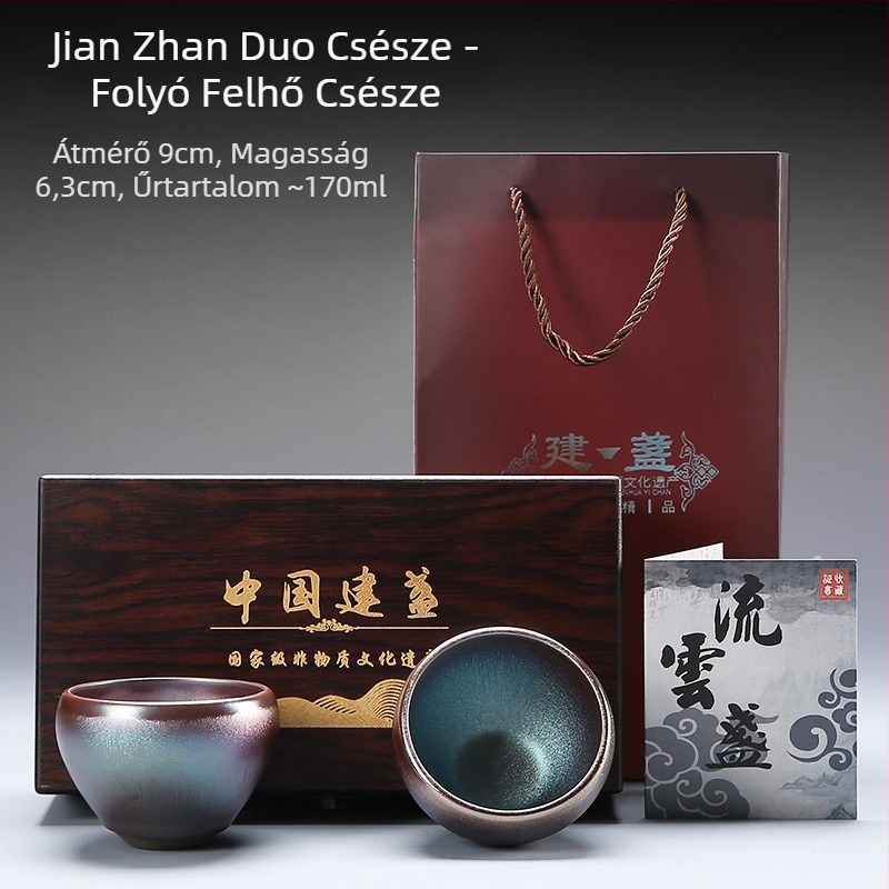 Jianyang arany glazúros Jianzhan teáscsésze készlet – pár teáscsésze, házigazda csészéje és személyes teáscsészék, lila agyag, Kung Fu teáskészlet ajándékdobozban