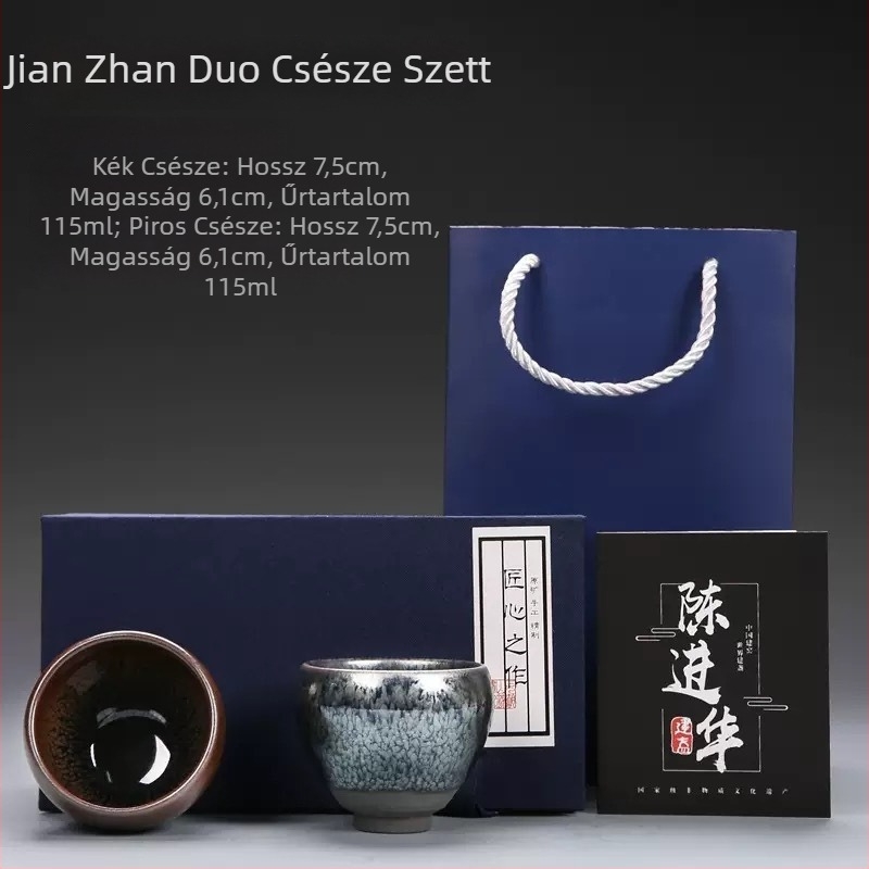 Jianyang arany glazúros Jianzhan teáscsésze készlet – pár teáscsésze, házigazda csészéje és személyes teáscsészék, lila agyag, Kung Fu teáskészlet ajándékdobozban