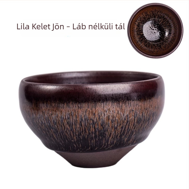 Nyúl-szőr teáscsésze, retró kerámia teáscsésze vas testtel, otthoni használatra