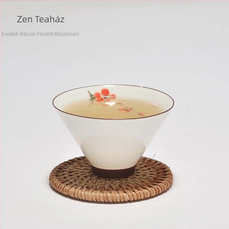 Kézzel festett kerámia teáscsésze lótusz motívummal, Kung Fu tea készlet
