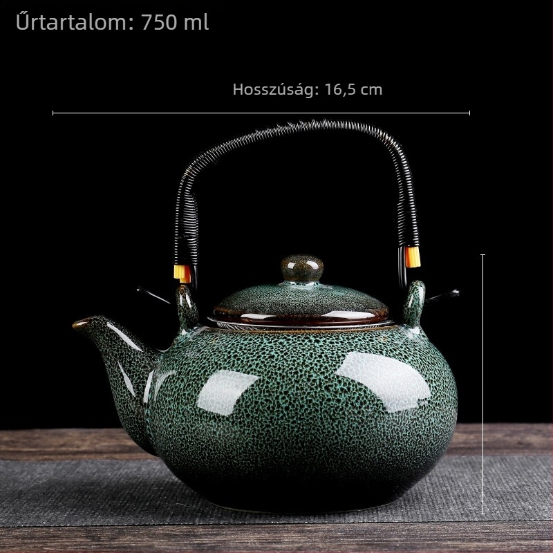 Tenmoku mázú Jian Zhan teáskanna egyetlen fogantyúval, nagy kapacitású kerámia Gongfu teáskészlet otthonra