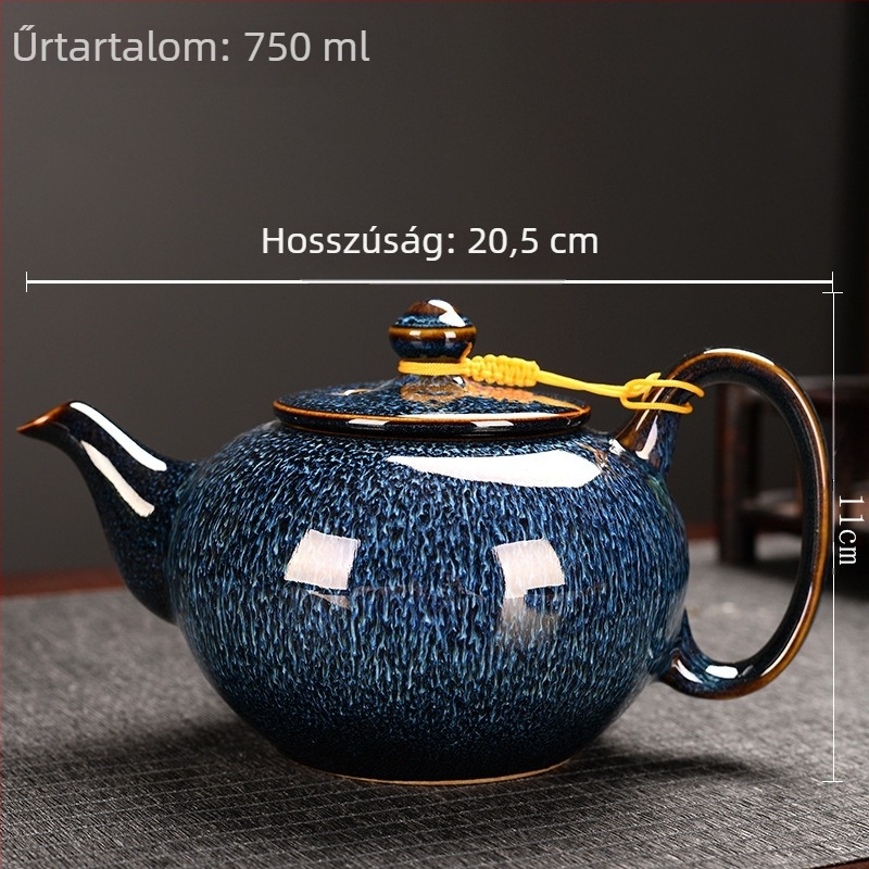 Tenmoku mázú Jian Zhan teáskanna egyetlen fogantyúval, nagy kapacitású kerámia Gongfu teáskészlet otthonra