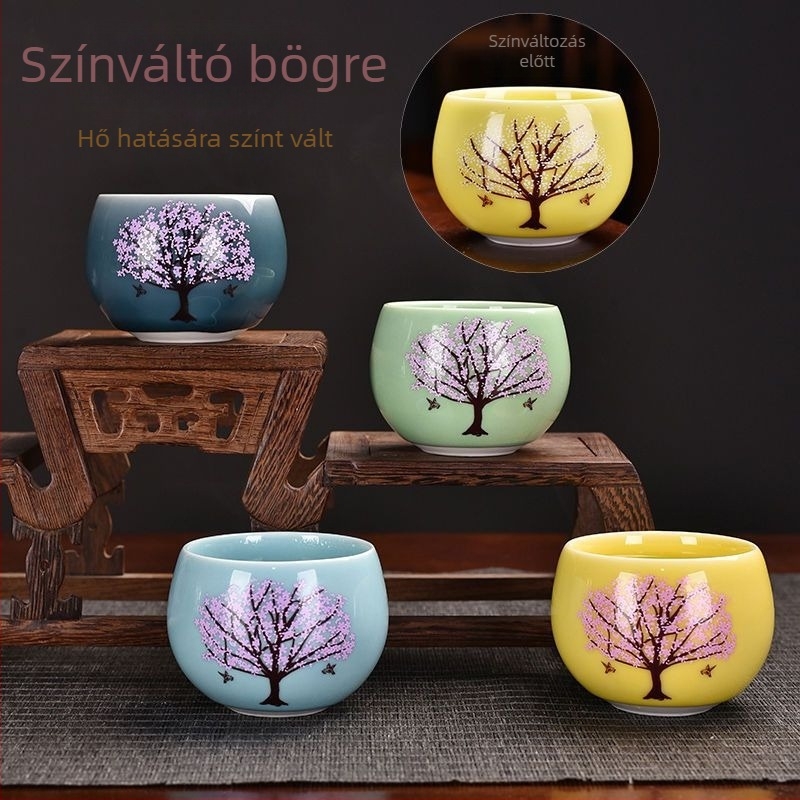 Termokromatikus kerámiás teáscsésze Dragon Egg dizájn, Gongfu mester, otthoni használatra