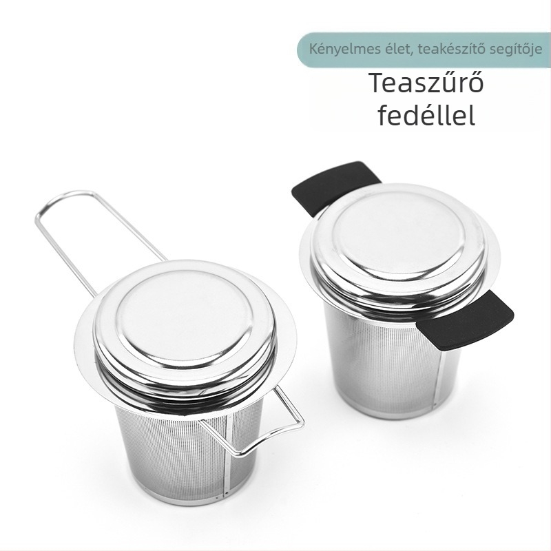 304 rozsdamentes acél teafilter infúzor golyó alakú teafilter tealevelekhez, szilikon fedél, teafelszerelés