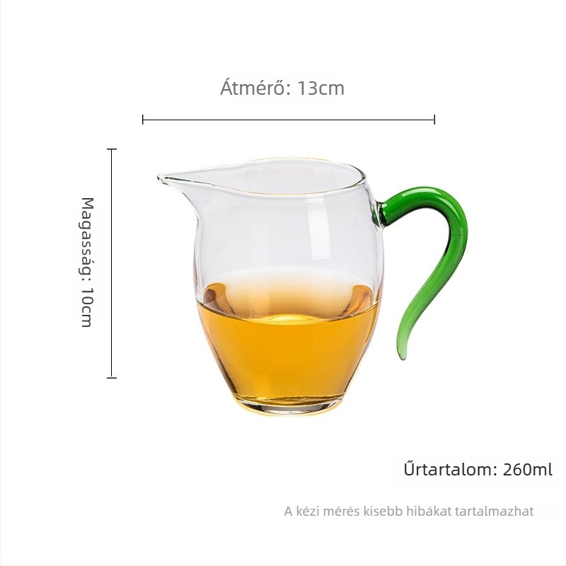 Moji Gongfu teáskészlet üveg fogantyúval, egyenlítő pohárral és hőálló boroszilikát üvegből.