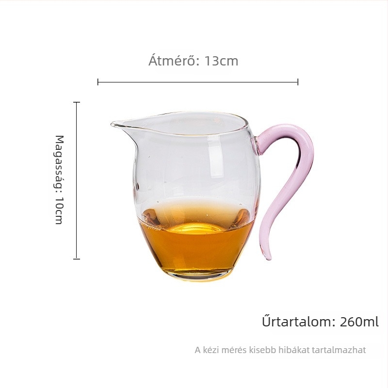 Moji Gongfu teáskészlet üveg fogantyúval, egyenlítő pohárral és hőálló boroszilikát üvegből.
