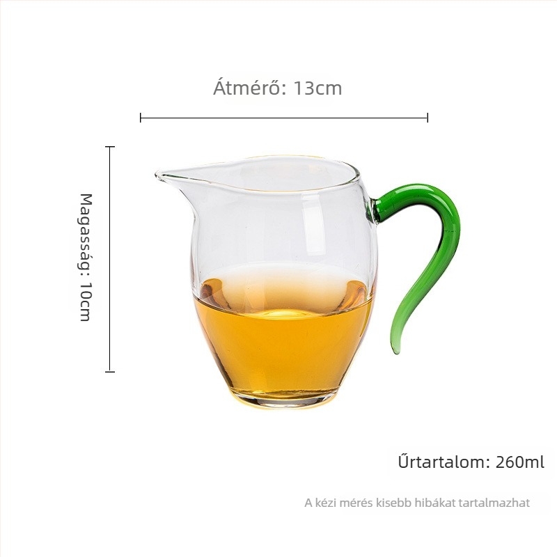 Moji Gongfu teáskészlet üveg fogantyúval, egyenlítő pohárral és hőálló boroszilikát üvegből.