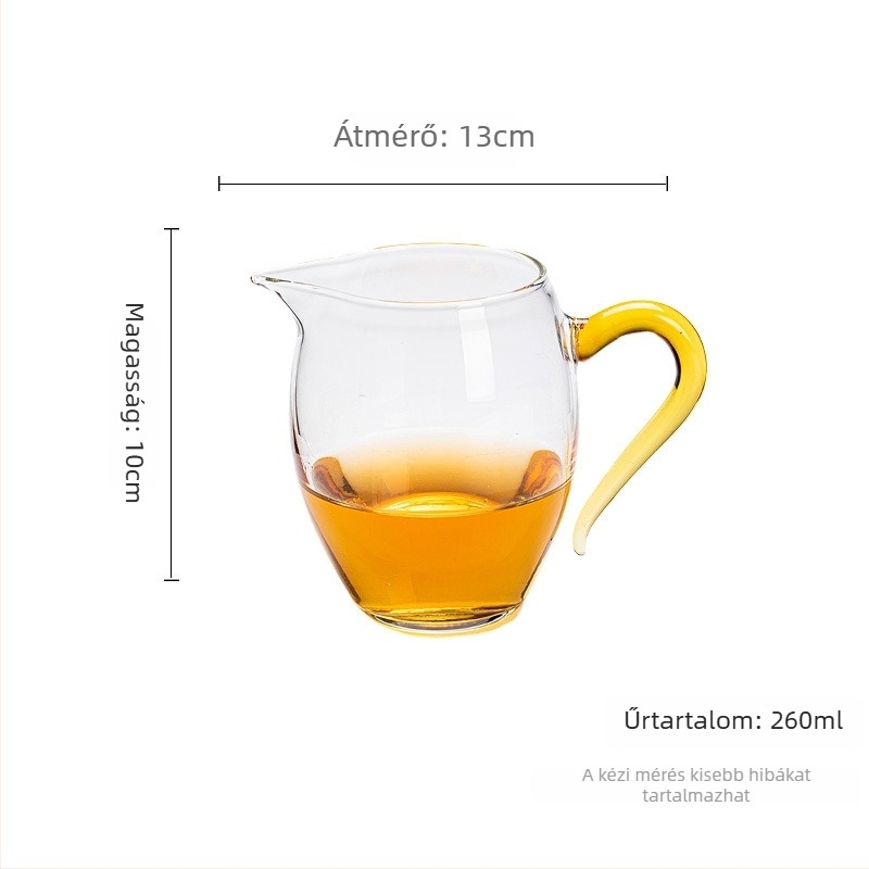 Moji Gongfu teáskészlet üveg fogantyúval, egyenlítő pohárral és hőálló boroszilikát üvegből.