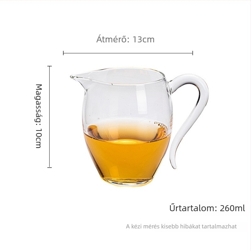 Moji Gongfu teáskészlet üveg fogantyúval, egyenlítő pohárral és hőálló boroszilikát üvegből.
