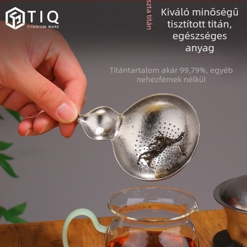 Titánium teafilter tök alakú szűrővel Gongfu teáskészlethez