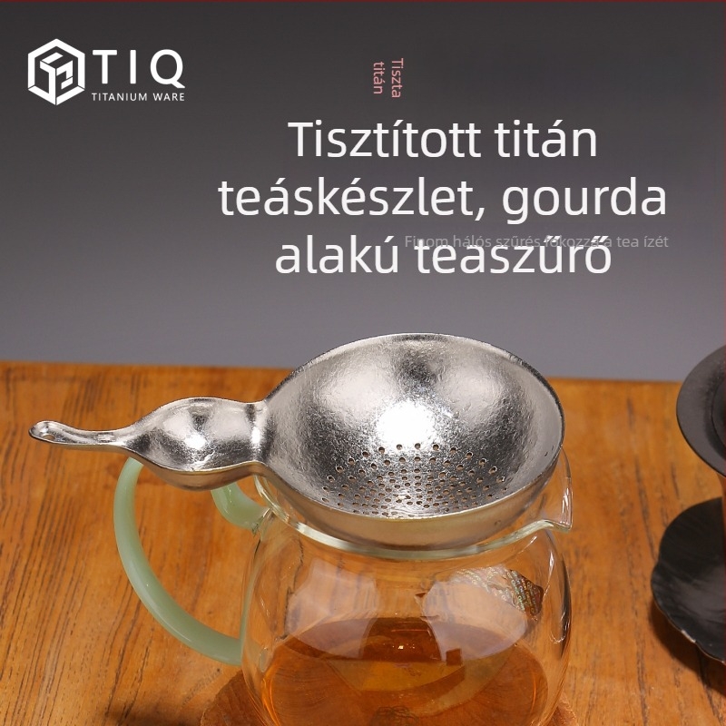Titánium teafilter tök alakú szűrővel Gongfu teáskészlethez
