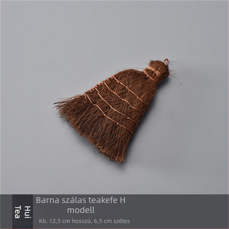 Vintage barna kézműves teás ecset és teáskanna tisztító ecset, teás tálca és teaceremóniához tartozó kiegészítők