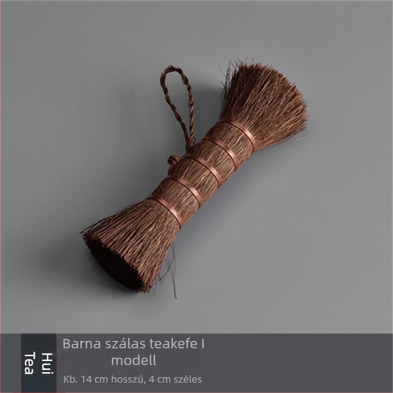 Vintage barna kézműves teás ecset és teáskanna tisztító ecset, teás tálca és teaceremóniához tartozó kiegészítők