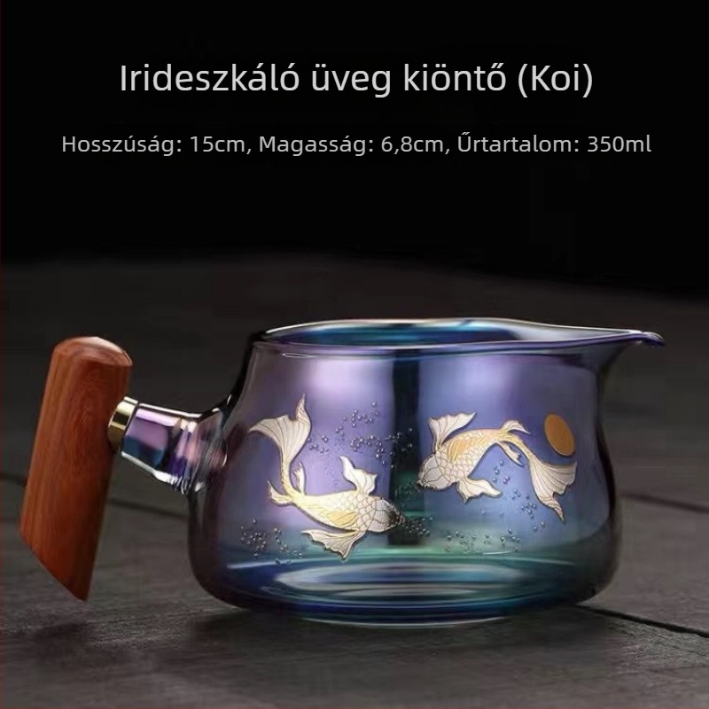 Színes, hőálló üvegből készült teainfúzoros készlet, vastagított, hét színű megosztott csészével