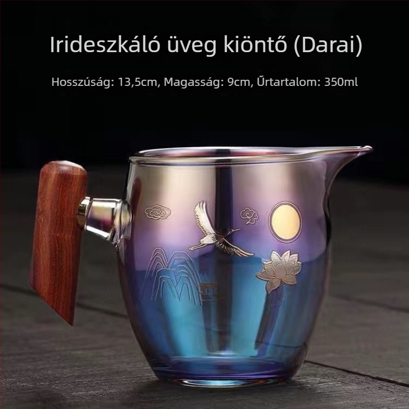 Színes, hőálló üvegből készült teainfúzoros készlet, vastagított, hét színű megosztott csészével