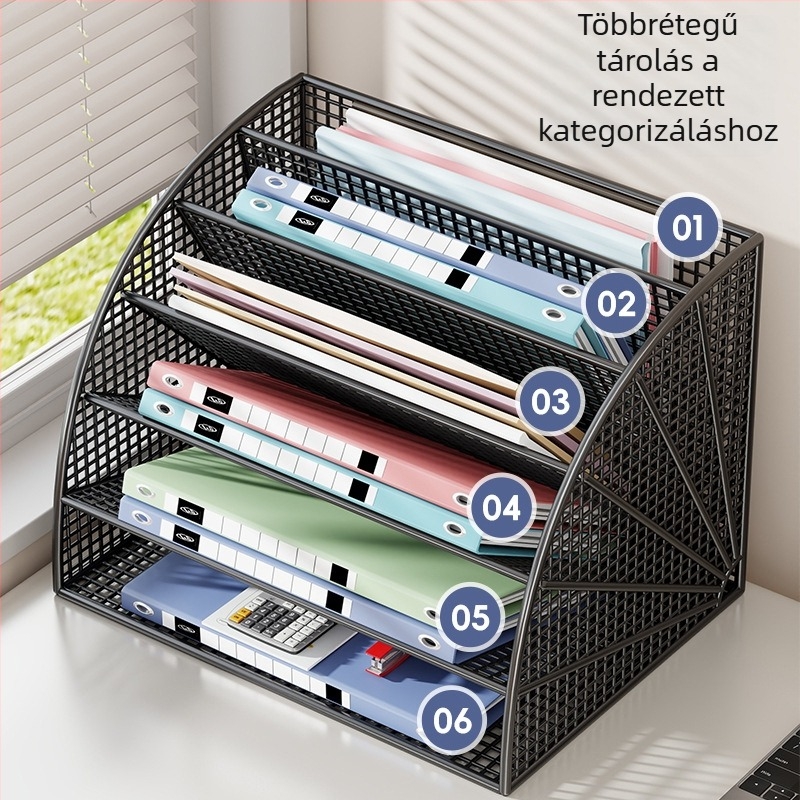 Íróasztali fájl-tároló állvány – többoldalas mappa, fájlbox és könyvállvány