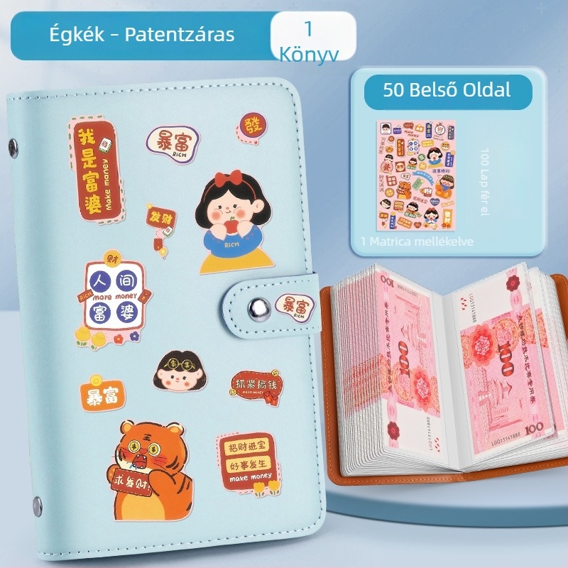 Nagy kapacitású RMB pénztároló könyv és bankjegygyűjtemény mappa